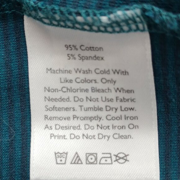 Eddie Bauer Outdoor Ladies Size Small Teal Green with Black Stripes Turtleneck - Picture 5 of 9